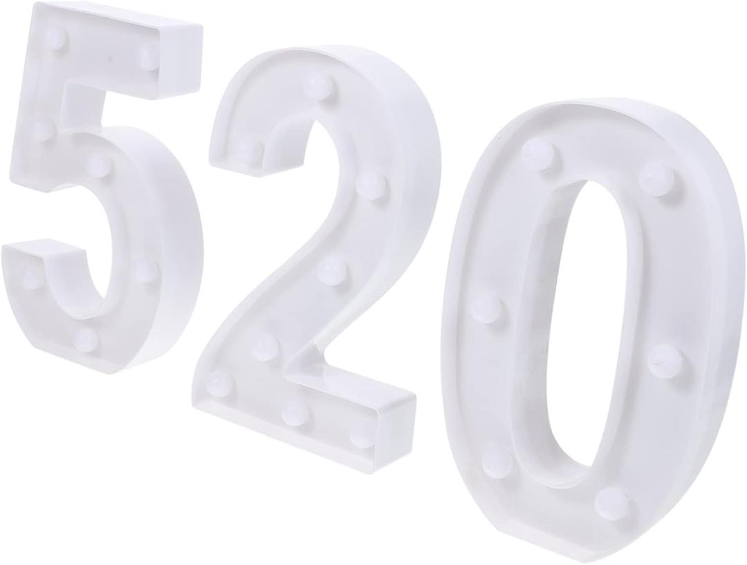 1Set LED Number Sign Light Romantic Decorative LED Light for Parties Weddings and Home Decor High Grade for Tabletop and Shelf Display