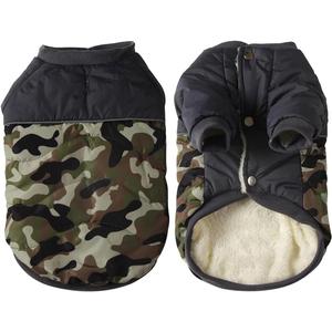 Fleece Lining Warm Dog Coats for Small Dogs Waterproof Puppy Jacket with Front Legs for Winter Green Camo S