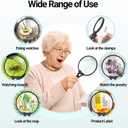 Large Magnifying Glass with Light - 5.5 Inch Handheld Magnifier with 10X 25X 45X Magnification & 3 LED Lights Lighted Magnifying Glass, Magnifying Glasses for Close Work Reading for Seniors Kids (Black)