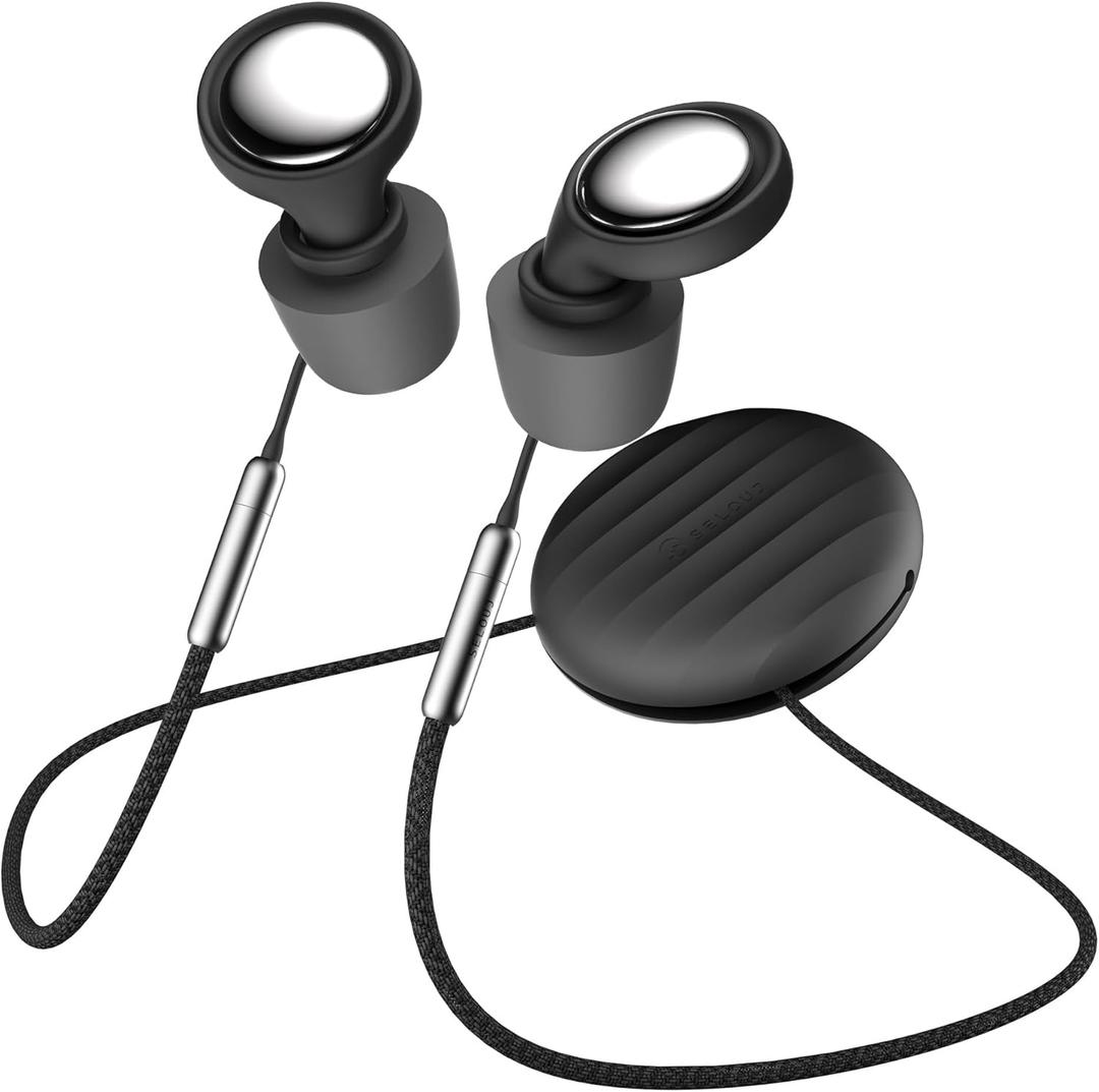 Ear Plugs for Sleeping and Concerts, 2025 Latest Anti-Loss with Lanyard, Comfortable Earplugs, 45dB Noise Reducing, Hearing Protection for Travel & Focus, 7 Pair Silicone & Foam Eartips (Black)