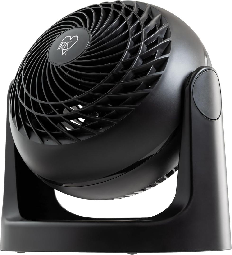 IRIS USA Desk Fan, Air Circulator, 3 Speeds, 52ft Max Air Distance, 360 Adjustable Tilt, 30 db Quiet Motor, Fan for Bedroom, Office, Dorm, Medium, Black