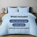 Duvet Cover Cal King Size Set - Extra Soft Cal King Duvet Cover 104" x 98" with 2 Pillow Shams - Hotel Luxury, Easy Care & Fade Free w/ Zipper Closures & Ties - Comfy, Cozy & Breathable (Light Blue)
