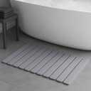 Premium Foldable Stone Bath Mat - Ultra Absorbent Quick Drying Compact Easy to Store & Clean Non-Slip Diatomaceous Earth Bath Shower Mat (Delicate Grey) (23.6" x 15.3")