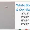 White Board and Cork Board Combo - 36 x 24 Inches Large Dry Erase Whiteboard and Bulletin Board, Magnetic Wall Pin Display Board for Home, Classroom & Office, 24"x36" Grey