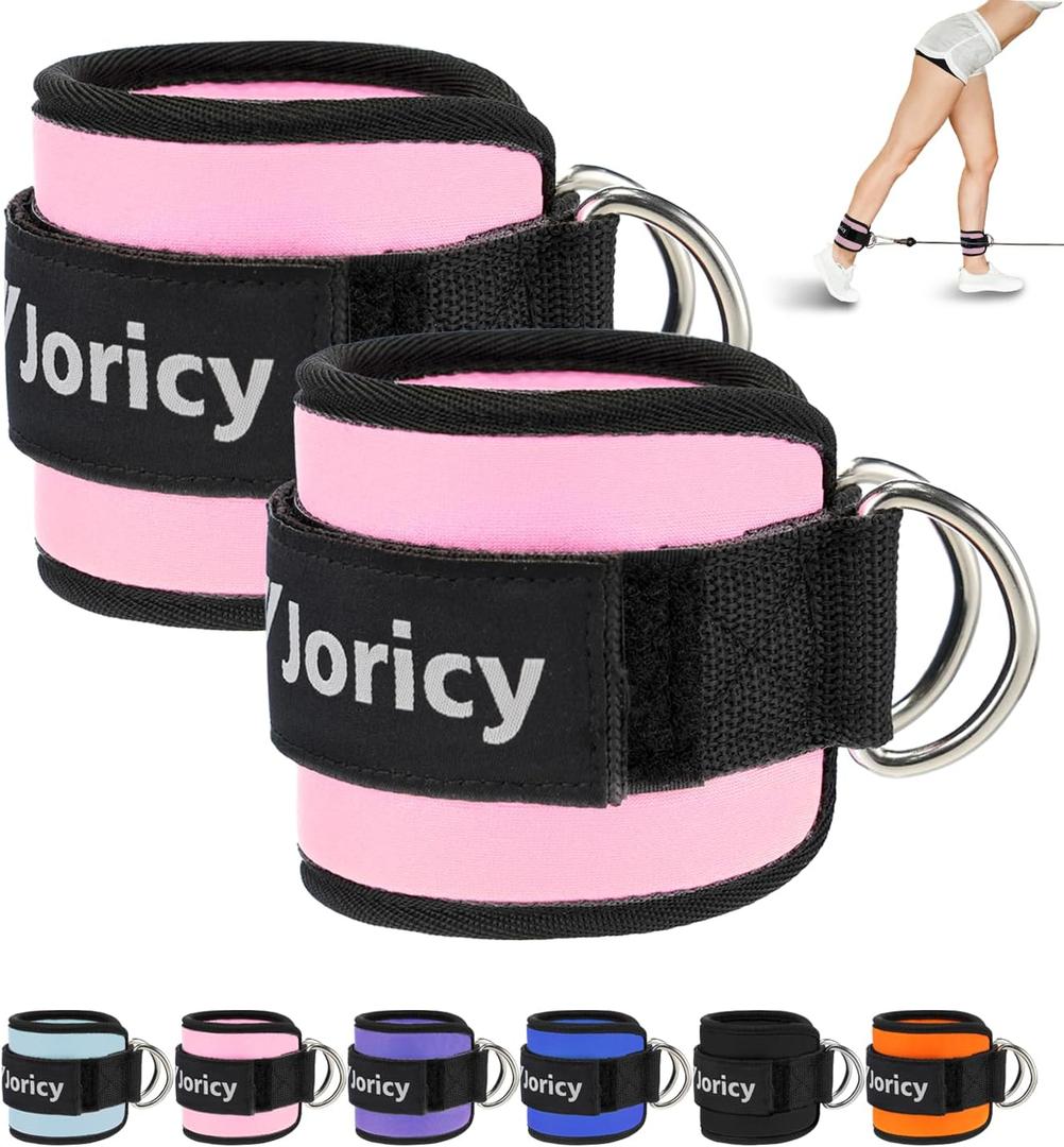 Ankle Strap for Cable Exercise Machines, Work Out Cuff Attachment Ankle Resistance Bands, Cable Kick Back Straps for Gym, Glute Workouts, Kickbacks, Leg Extensions, Hip Abductors, Booty Workouts (Pair, pink)