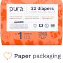 Pura Hypoallergenic Diapers, Size 1 (4-11 lbs), Newborn, Totally Chlorine Free, Wetness Indicator, Suitable for Sensitive Skin, Soft Organic Cotton Comfort, Overnight, 1 Pack of 32 Baby Diapers