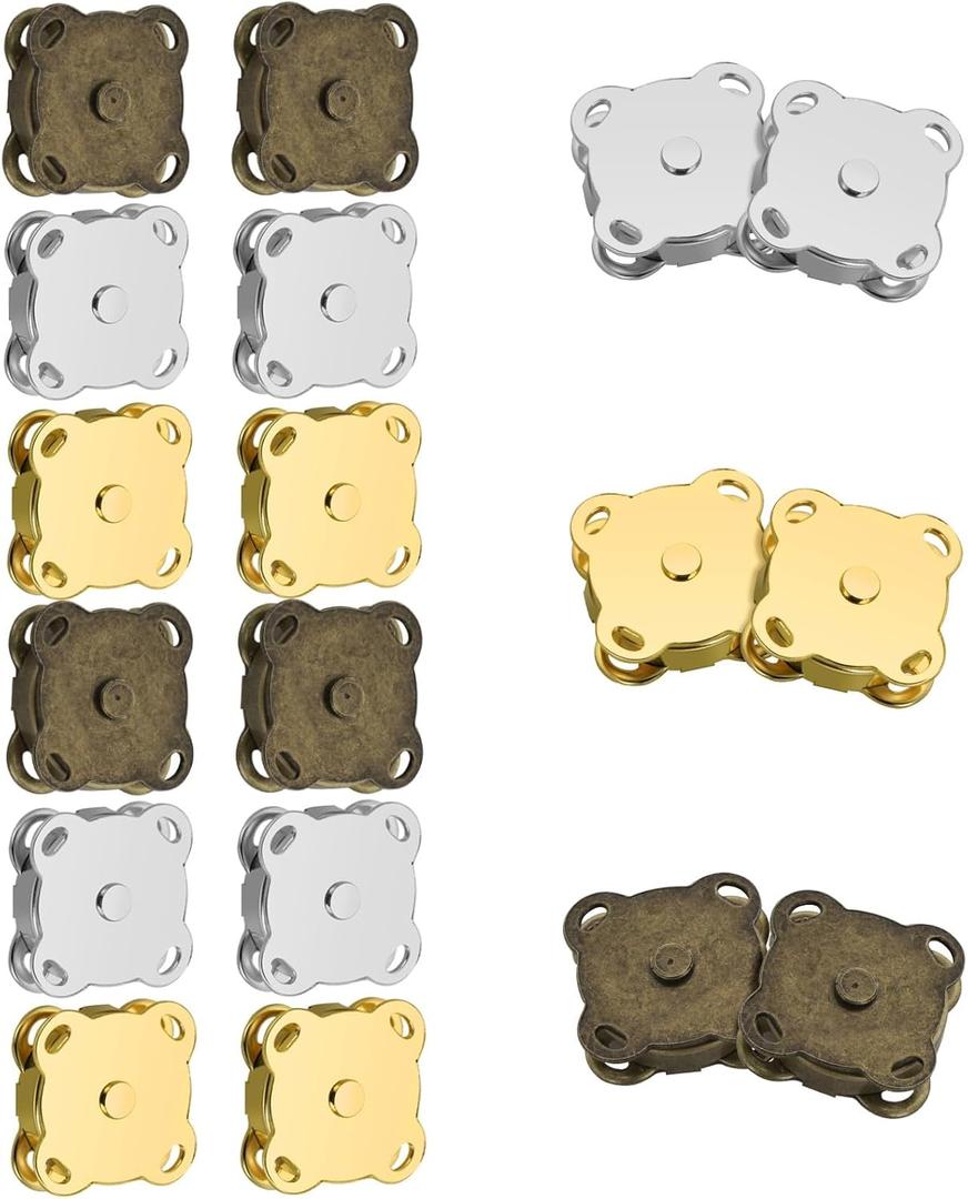 Magnetic Buttons Button Magnets Clasps Bag Closures Fastener Magnetic Snaps for Purses Handbag Clothing Sewing Craft, 15mm 3 Colors