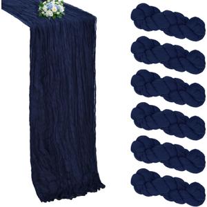 6 Pack Navy Blue Cheesecloth Table Runner 10FT Boho Cheese Cloths Gauze Fabric Table Runners 120 Inch Rustic Sheer for Wedding Birthday Party Baby Shower Holiday Home Decorations