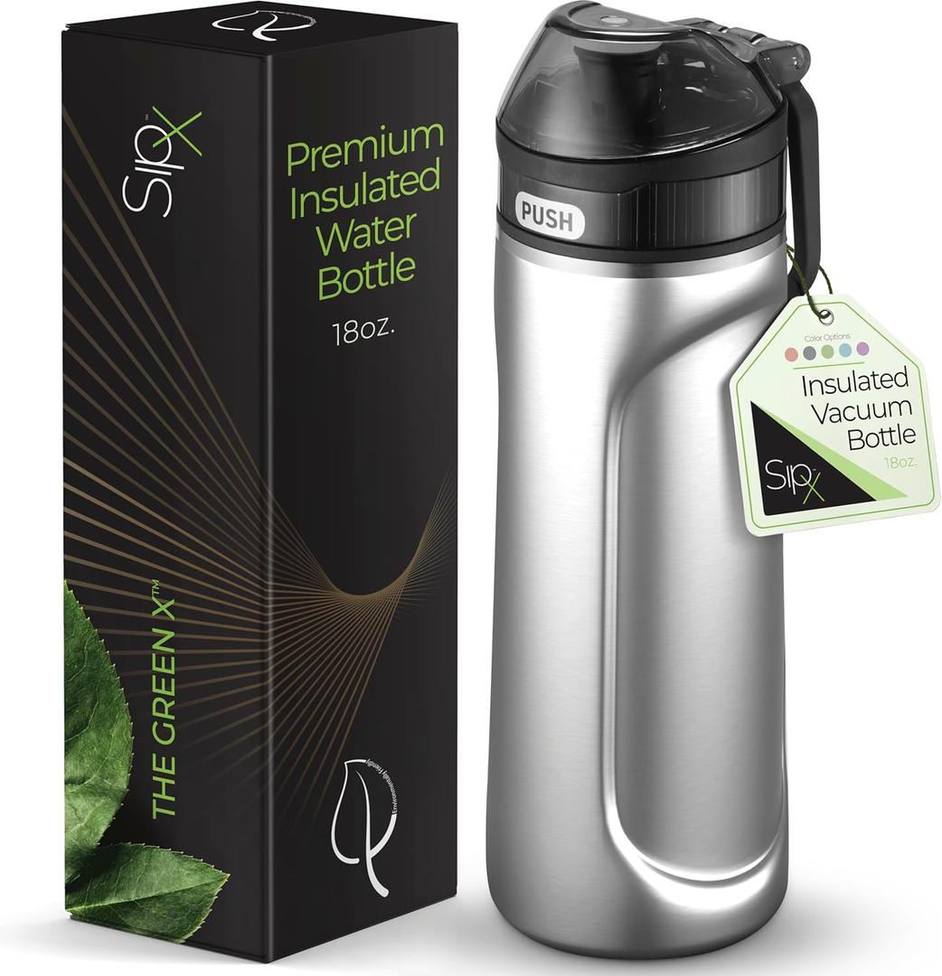 SipX Triple-Insulated Stainless Steel Water Bottle - 18oz. With Straw Lid, Reusable Insulated Water Bottle Keeps Cold For 12 Hours, Metal Water Bottle Made Of Sustainable Material For Hiking & Biking