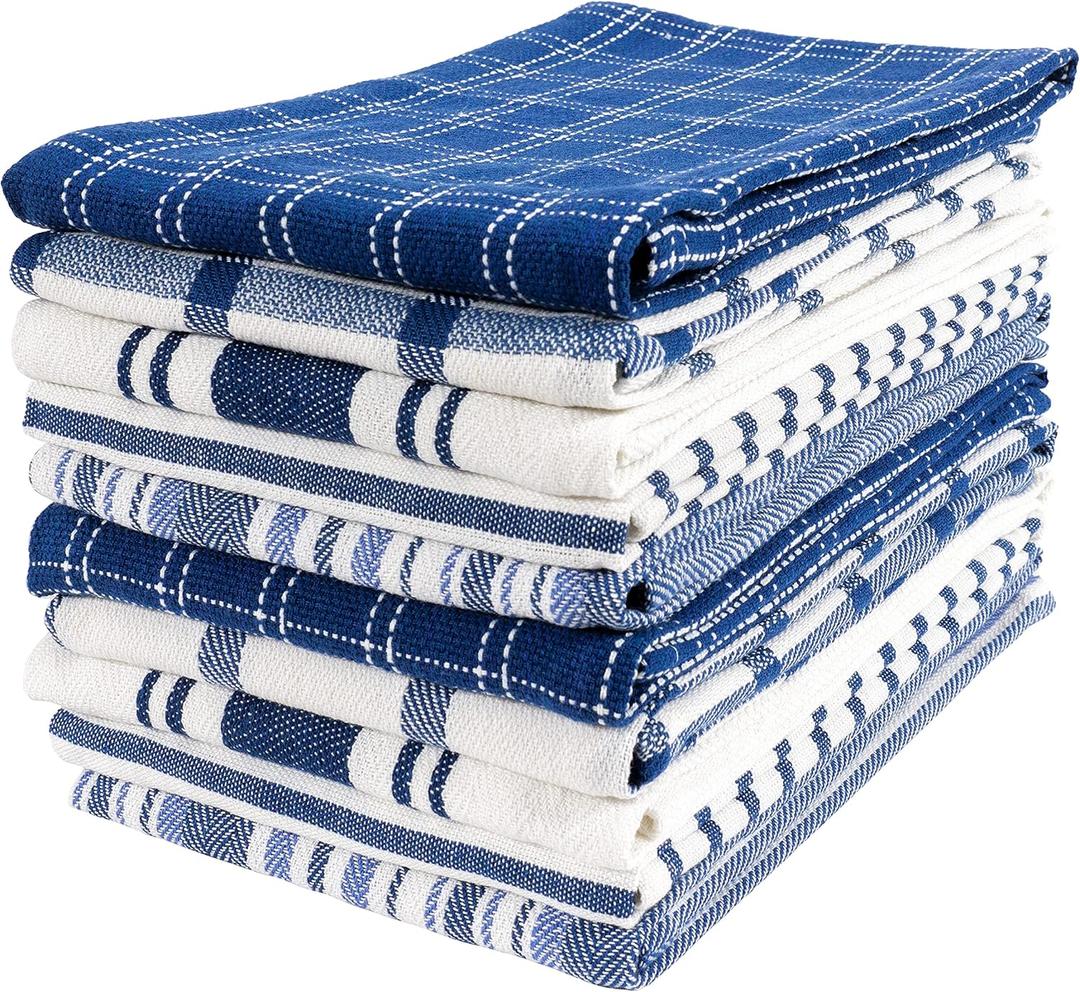 KAF Home Assorted Flat Kitchen Towels | 100% Cotton - 18 x 28 inches | Ultra Absorbent Soft Dish Towels | Perfect for Cooking, Cleaning, and Drying Hands (Navy, 10 Pack)