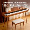 MOSEN Digital Piano, 88 Key Weighted Keyboard, Progressive Hammer Action, Electric Piano for Beginner, 128 Voices, 3-Pedal, Music Stand, Recording, USB-MIDI MP3 Connecting, MDP-88N, Wood Brown
