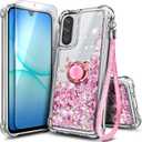 NGB Designed for Samsung Galaxy A17 5G Phone Case, Rose Gold | Glitter Liquid Sparkle Cute Cover for Women Girls Kids | with Screen Protector & Ring Holder & Wrist Strap Lanyard