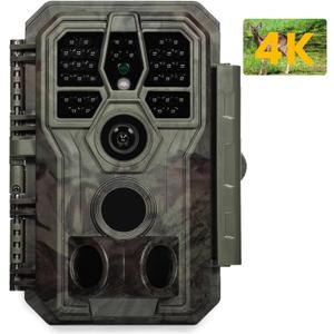 GardePro A50 Trail Camera (Non-Cellular, Non-WiFi), Enhanced Low-Light Performance, True 4K Video, 0.1s Trigger, 100ft No-Glow Night Vision, Motion Activated Wildlife Camera
