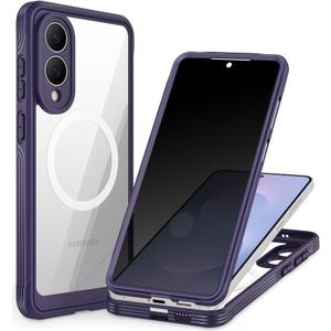 CENHUFO Magnetic for Samsung Galaxy S25 Edge Case, Full Body Phone Case with Built-in 9H Tempered Glass Privacy Screen Protector and Camera Lens Protector, Shockproof Clear Cover Bumper - Purple