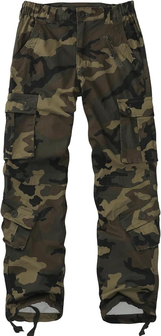Sobrisah Women Mid-Rise Cargo Pants Heavy Cotton Casual Pants 8 Pockets Regular Fit/Plus Size Military Work Trousers, 20