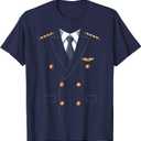 Easy Airline Pilot Costume Pilot Body Headless Pilot Costume T-Shirt, (Large, Navy Blue)