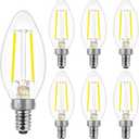 Energetic E12 B10 LED Classic Candelabra Clear Light Bulb, 40 Watt Equivalent, Daylight 5000K, Filament Clear Glass, Non-Dimmable, UL Listed Pack of 6