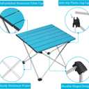 Grope Small Folding Camping Table with Aluminum Table Top, Beach Table for Sand with Carrying Bag,Prefect for Outdoor, Picnic, BBQ, Cooking, Festival (Deep Blue-M)