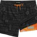 maamgic 5inch Mens Swim Trunks with Compression Liner 2-in-1 Swimming Shorts Stretch Quick Dry with Zipper Pockets (Black, XXL)