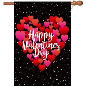 5 x Valentine's Day Flag,28x40 Inch Valentine's Heart Garden Flag Valentine Flags for Your Valentine's Day Decoration (Red)
