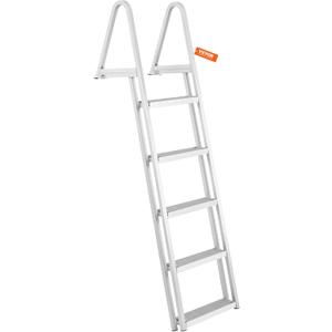 VEVOR Removable Dock Ladder 5 Steps, 350 lbs Load Capacity, Pontoon Boat Ladder with 4'' Wide Step & Nonslip Mat for Ship/Lake/Pool/Marine Boarding