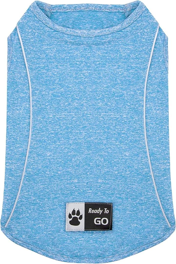 KYEESE Dogs Shirt for Small Dogs Quick Dry Soft Breathable Dog T-Shirt with Reflective Stripe Athletic Tank Top Lightweight Sleeveless Vest Dog Clothes (Large (13-19lbs), 1#Blue)