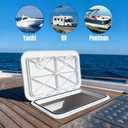 smartmarine 24"x14" Marine Boat Deck Hatch Cover,Boat Access Hatch & Lid, 2pcs Hatch Handles Lock.Black/White, 24"*12"