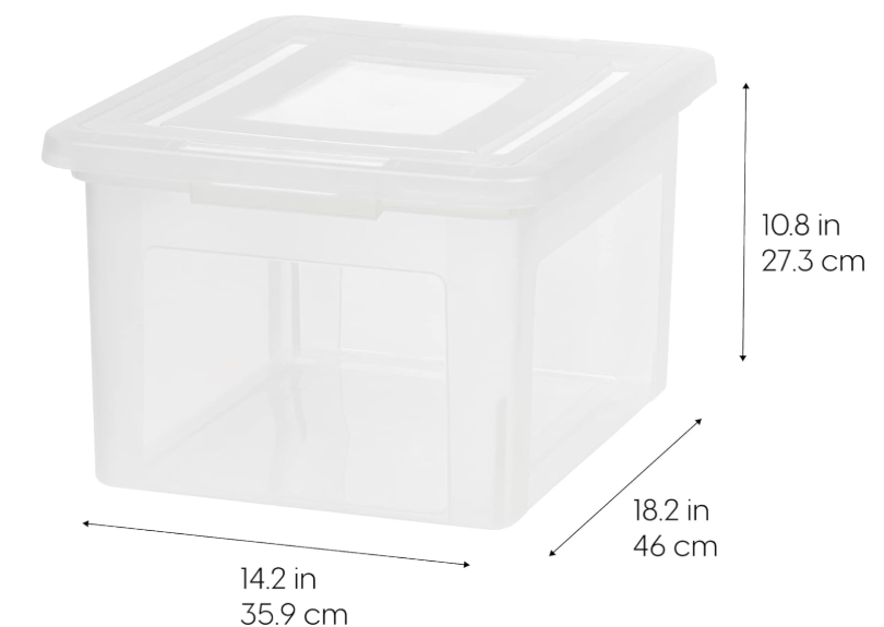 IRIS USA File Box, Plastic File Organizer with Lids for Letter/Legal File, Portable Document Box For Moving, Storage Bin with Durable and Secure Lid, Stackable Nestable BPA-Free, Clear 35 Qt. 1 Pack