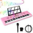 Keyboard Piano 61 Key Electric Digital Piano Music keyboard w/Microphone Portable Piano For Kids Beginner Birthday Christmas Gifts Pink, Compact