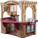 Step2 Grand Walk-In Kitchen & Grill Kids Playset, Indoor/Outdoor Kitchenette, Interactive Play with Lights and Sounds, Durable Plastic, 103 Piece Toy Accessories, Toddlers 2+ Years Old, Brown/Tan, Large