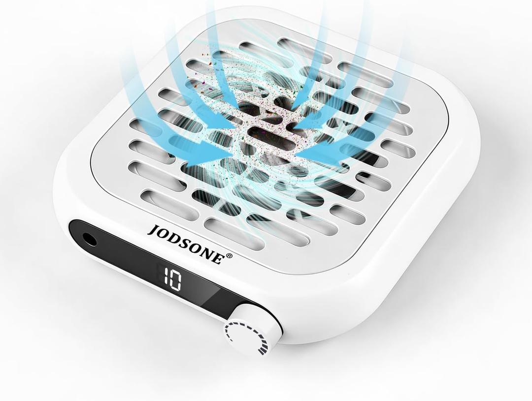JODSONE 6000RPM Mini Nail Dust Collector Low Noise Powerful Suction Portable Nail Salon with 30 Filters White