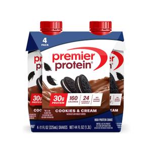 Premier Protein Shake, Cookies & Cream, 30g Protein, No Added Sugar, 24 Vitamins & Minerals to Support Immune Health, 11 fl oz, 4 Pack