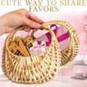 Small Flower Girl Basket Set of 2 - Small Wicker Basket with Handle and Waterproof Lining, 6.3 x 5.12 x 3.75 Inch - Rattan Design for Wedding Flower Petals, Candy, Gift Use, Storage and Home Decor