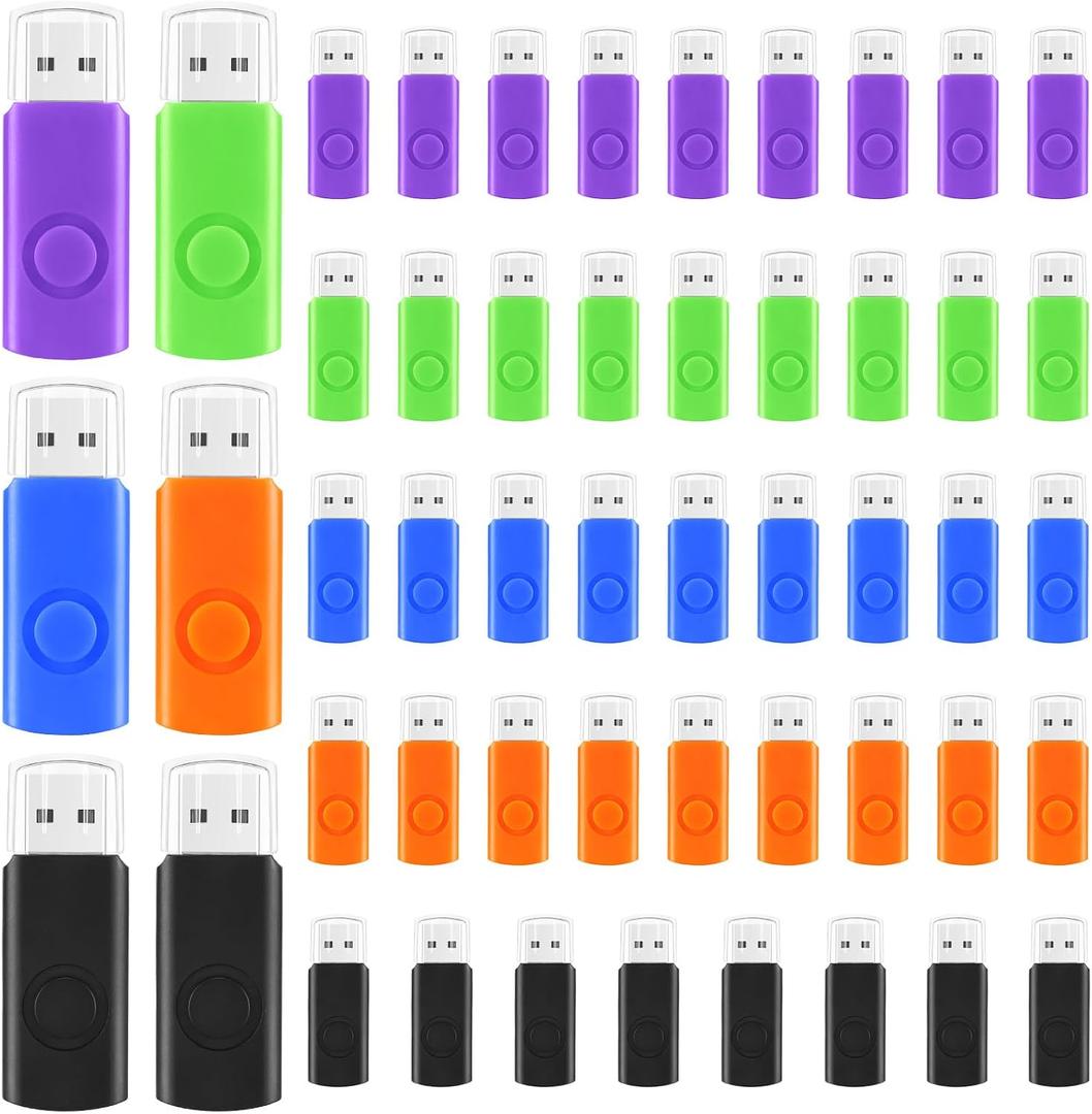 Kanayu 50 Pcs Flash Drive Bulk 2GB USB 2.0 Thumb Drives Small Jump Zip Drive Portable Fast Memory USB Stick for Laptop Tablet PC TV Car Audio for External Data Storage and Backup, 5 Colors