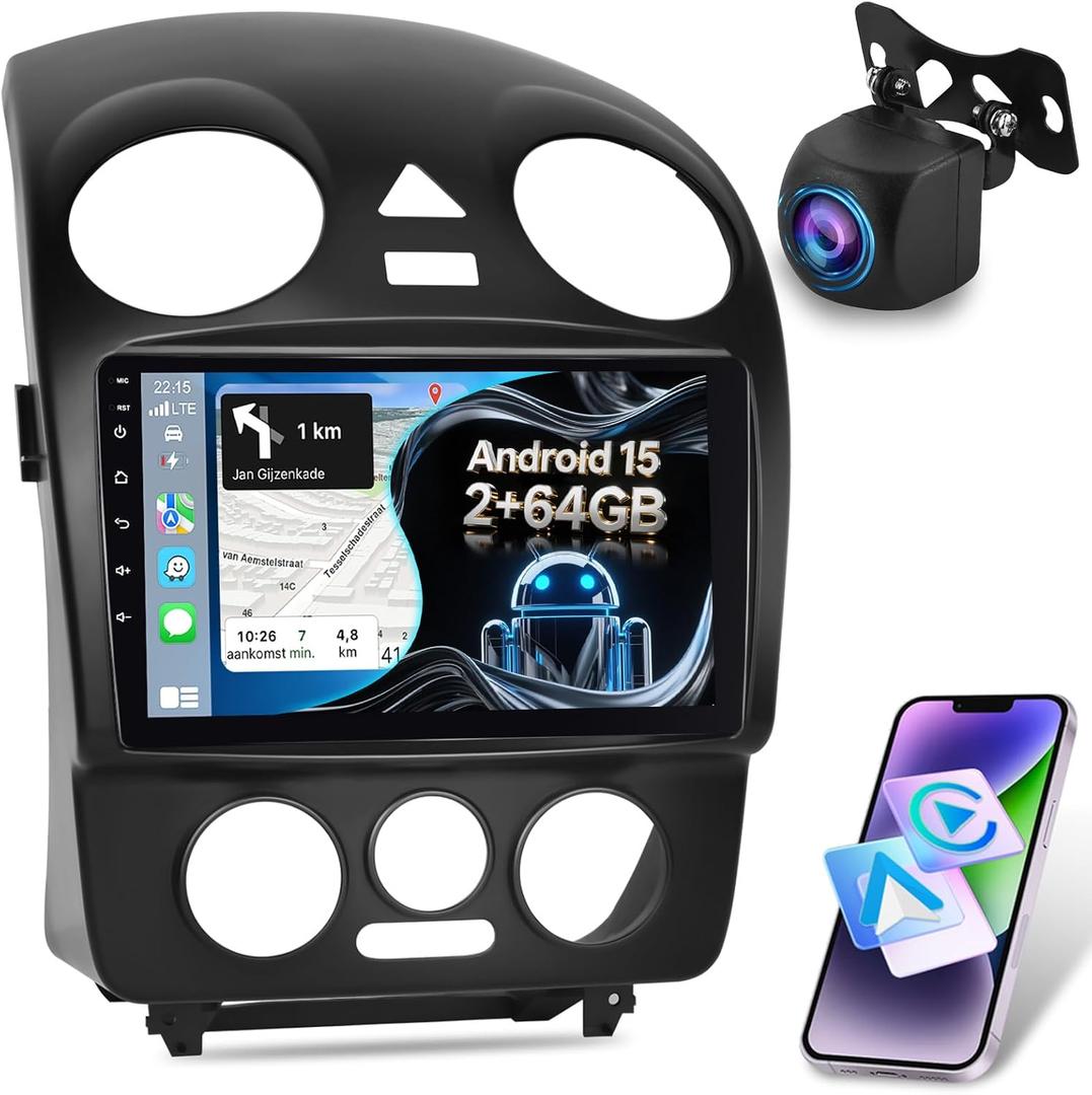 2+64G Wireless Carplay Android Car Radio for VW Beetle 2004-2010, 9 Inch Touchscreen with Android Auto/DSP/Multiple UI/GPS/WiFi + AHD Backup Camera