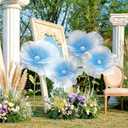 4 Pcs Wedding Giant Flowers Decorations 24 Inch 16 Inch 3D Large Silk Flowers Artificial Faux Floral Backdrop for Wedding Graduation Bridal Shower Party Supplies(Blue Gradient)