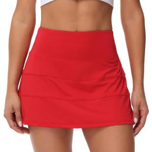 MCEDAR Pleated Tennis Skirt for Women with Pockets Women's High Waisted Athletic Golf Skorts Skirts Running Workout Shorts (6, Red)