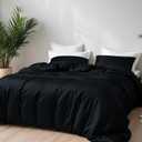 Linenwalas Duvet Cover Set King Size - Viscose Derived from Bamboo Soft, Breathable, Light Weight, Cooling Comforter Cover with Zipper Closure and Corner Ties, Black Halloween Bedding (Jet Black)