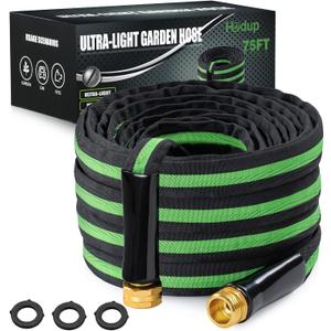 75FT Lightweight Super Flexible Garden Hose - Kink-Free, Non-Expanding, Easy Storage for Yard Lawn Outdoor Use (Black-Green)