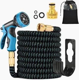 100 ft Expandable Garden Hose  Ultra Flexible,Durable Collapsible Latex Core & Solid Brass Fitting, No KinkFree Expanding Garden Pipes Hose  RV, Gardening Marine and Camper Water Garden Hoses