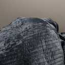 Quilt Set Oversized King Size 120x128 Luxurious Velvet Bedding Sets with 2 Pillow Shams 20x36 3 Pieces Ultra Soft Quilted Bedspread Coverlet Comforter for All Season,Grey Blue