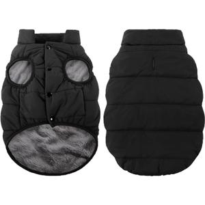 ASENKU Windproof Dog Winter Coat Waterproof Fleece Jacket Cold Weather Pet Apparel for Dogs (Black, S)