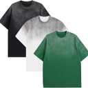 GSOU SNOW Men Oversized T Shirt Cotton Casual Unisex Short Sleeve Vintage Baggy Tee Shirts Washed Mens Streetwear (M)