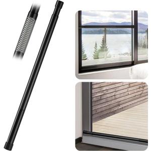 Sliding Door Security Bar, 17-46 Inches Adjustable Patio Door Security Bar, Matte Black Sliding Door Lock Bar with Rubber Tips, 1 Inch Diameter Window Security Bar for Home