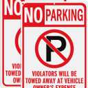 GicnKeuz Large No Parking Sign With Symbol, 14x10 Inches Violators Vehicles Will Be Towed Away Signs, Reflective Aluminum, Fade Resistant/Waterproof, Indoor or Outdoor Use (2-Pack)