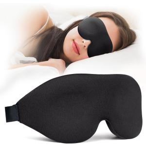NEWVANGA Sleep Mask for Back and Side Sleeper, Block Out Light, Luxury Sleeping Eye Mask of 3D Night Blindfold, Zero Pressure Breathable Travel Eye Cover Black