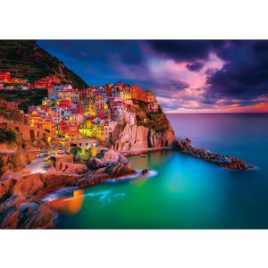 Cinque Terre Coastal Nightfall 1000 Piece Puzzle for Adults, Fun Puzzles for Adults 1000 Pieces with HD Print & Poster, 27.5 * 19.7 in Dust Free, for Gifts Halloween Christmas Family Games Lovers