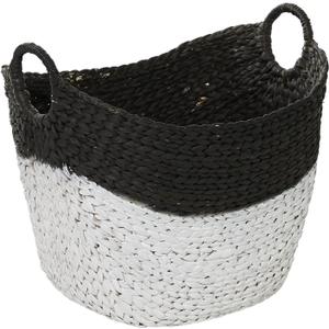 CosmoLiving by Cosmopolitan Seagrass Handmade Decorative and Functional Storage Basket Large Woven Basket Organizer with Handles, Basket for Storage 22" x 17" x 19", Black