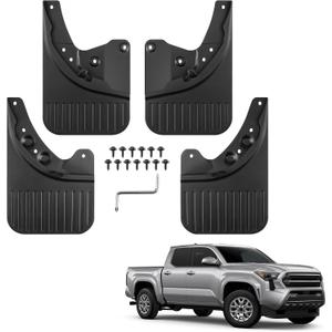 Mud Flaps Fit for Tacoma 2024 2025, Mud Guards 4pcs Soft Fender Guards Compatible with Toyota Tacoma Accessories 2024 2025 (Only Fit the Model Without Wheel Flare) (TPE Soft Long Version)