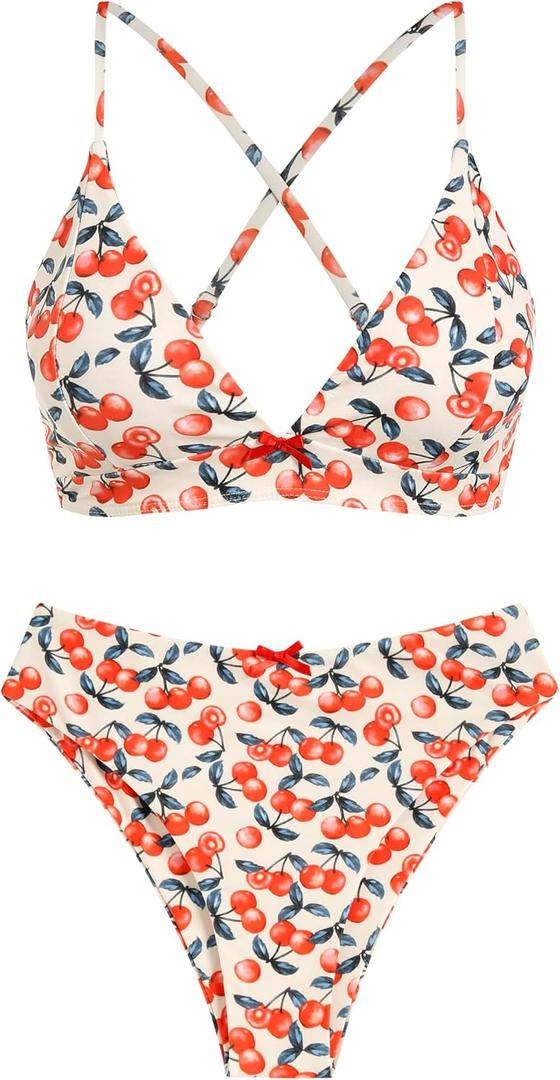 ZAFUL Women's V Neck Bikini Set High Waisted Swimsuits Lace Up Bow Decor Cheeky Two Piece Bathing Suit (1-light Yellow) ZAFUL Women's V Neck Bikini Set High Waisted Swimsuits Lace Up Bow Decor Cheeky Two Piece Bathing Suit (1-light Yellow)